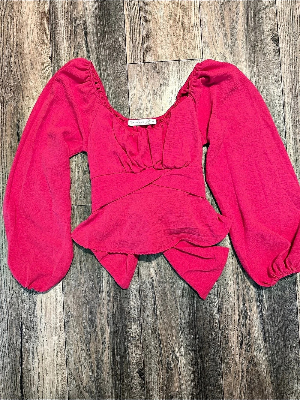 Altar'd State Pink Puff Sleeve Blouse Size XS